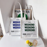 Canvas Letters Shoulder Bag Women Handbags Eco Tote Foldable