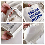 Canvas Letters Shoulder Bag Women Handbags Eco Tote Foldable