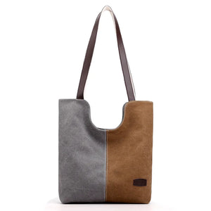 Canvas Retro Ladies Shoulder Bag Art Stitching Vintage Women Handbags