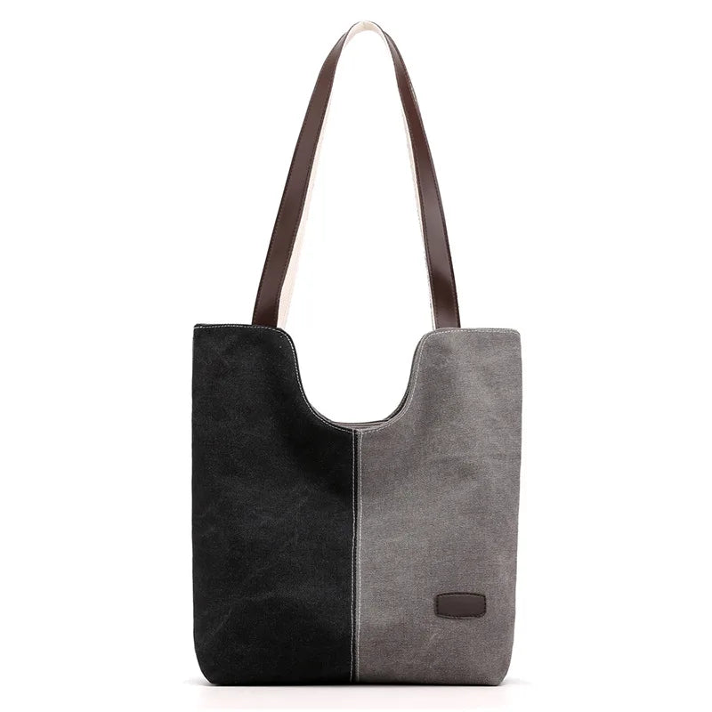 Canvas Retro Ladies Shoulder Bag Art Stitching Vintage Women Handbags