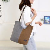 Canvas Retro Ladies Shoulder Bag Art Stitching Vintage Women Handbags