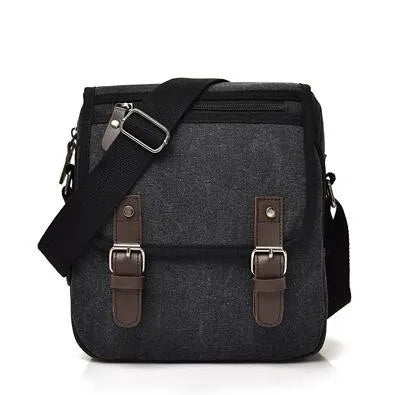 Canvas Messenger Bag Men Zipper Flap Shoulder Bag Casual Travel Crossbody