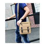 Canvas Messenger Bag Men Zipper Flap Shoulder Bag Casual Travel Crossbody