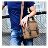 Canvas Messenger Bag Men Zipper Flap Shoulder Bag Casual Travel Crossbody