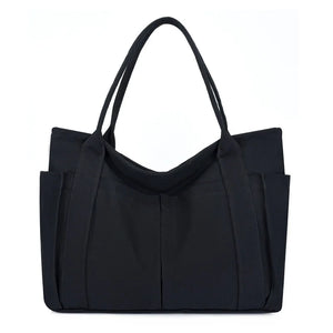 Canvas Multi-pockets Zipper Handbag for Student School Teacher Leisure Tote