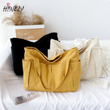 Canvas Multi-pockets Zipper Handbag for Student School Teacher Leisure Tote