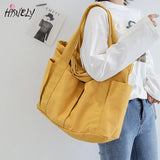 Canvas Multi-pockets Zipper Handbag for Student School Teacher Leisure Tote