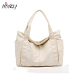 Canvas Multi-pockets Zipper Handbag for Student School Teacher Leisure Tote