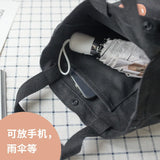 Canvas School Lunch Bag Women's Bucket Bag Portable Lunch Box Cherry Bag