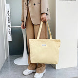 Canvas Shoulder Bag Large Capacity Totes Solid Handbag Reusable Shopping Bags