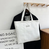 Canvas Shoulder Bag Large Capacity Totes Solid Handbag Reusable Shopping Bags