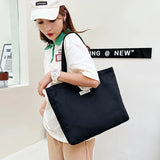 Canvas Shoulder Bag Large Capacity Totes Solid Handbag Reusable Shopping Bags