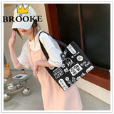 Chinese Cartoon Print Shoulder Bag for Women