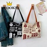 Chinese Cartoon Print Shoulder Bag for Women