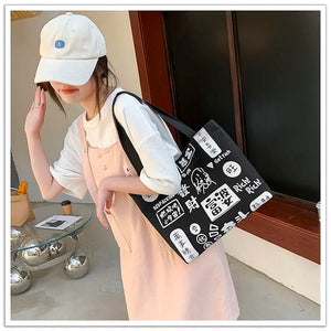 Chinese Cartoon Print Shoulder Bag for Women