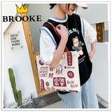 Chinese Cartoon Print Shoulder Bag for Women