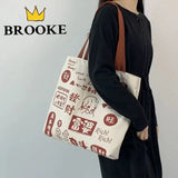Chinese Cartoon Print Shoulder Bag for Women