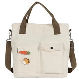 Carrot Canvas Shoulder Bag Tote Crossbody Handbag for Women