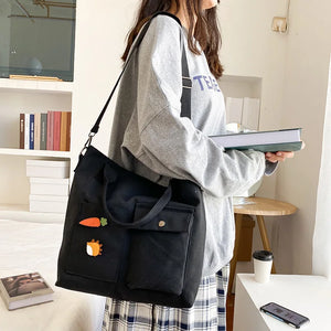 Carrot Canvas Shoulder Bag Tote Crossbody Handbag for Women