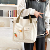 Carrot Canvas Shoulder Bag Tote Crossbody Handbag for Women