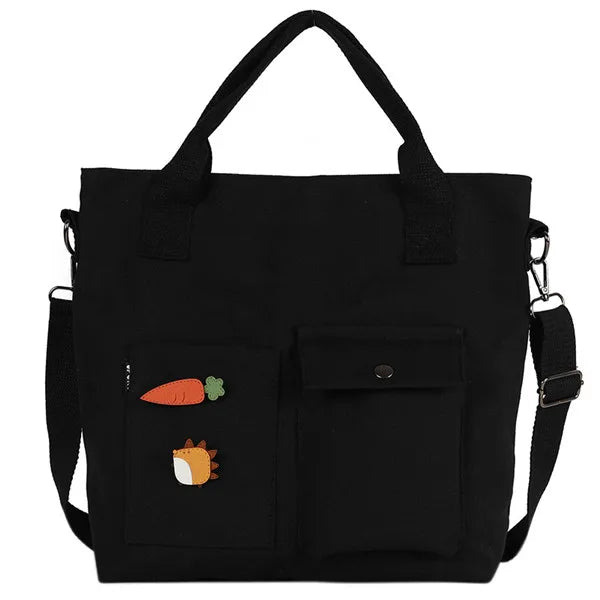 Carrot Canvas Shoulder Bag Tote Crossbody Handbag for Women