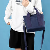 Canvas Tote Bag Casual Shoulder Bag Handbag Zipper Tote Bag