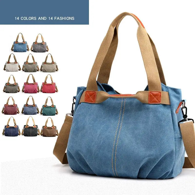 Canvas Women Handbags Vintage Large Capacity Shoulder Bag