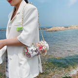 Bear Graffiti PU Leather Crossbody Bag Chain Shoulder Handbag