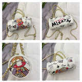 Bear Graffiti PU Leather Crossbody Bag Chain Shoulder Handbag