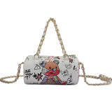 Bear Graffiti PU Leather Crossbody Bag Chain Shoulder Handbag