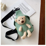 Cartoon Bear Women's Canvas Shoulder Bag Sports Bag