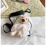Cartoon Bear Women's Canvas Shoulder Bag Sports Bag