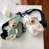 Cartoon Bear Women's Canvas Shoulder Bag Sports Bag