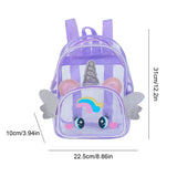 Cartoon Unicorn Transparent Backpack With Wings School Bag