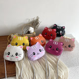 Cat Kids Mini Handbag Girls PU Leather Small Shoulder Crossbody Bag