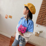 Cat Kids Mini Handbag Girls PU Leather Small Shoulder Crossbody Bag