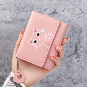 Cat Girls Cartoon Wallet Short Three-fold Women's Wallet