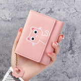 Cat Girls Cartoon Wallet Short Three-fold Women's Wallet