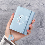 Cat Girls Cartoon Wallet Short Three-fold Women's Wallet