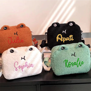 Personalized Embroidered Name Cartoon Plush Shoulder Bag for Boys and Girls