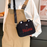 Personalized Embroidered Name Cartoon Plush Shoulder Bag for Boys and Girls
