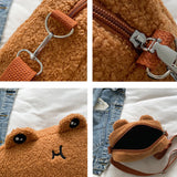 Personalized Embroidered Name Cartoon Plush Shoulder Bag for Boys and Girls