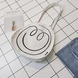 Cartoon Smile Shopping Bag Women Shoulder Bags Preppy Style Tote Handbags Purses