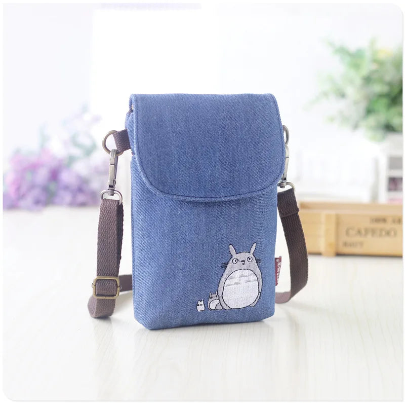 Totoro Mini Mobile Phone Canvas Shoulder Bag for Women Girls