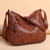 Soft Pu Leather Shoulder Bag High-Quality Multi-Pocket Solid Ladies Crossbody