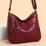 Soft Pu Leather Shoulder Bag High-Quality Multi-Pocket Solid Ladies Crossbody