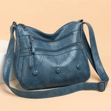Soft Pu Leather Shoulder Bag High-Quality Multi-Pocket Solid Ladies Crossbody