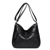 Soft Pu Leather Shoulder Bag High-Quality Multi-Pocket Solid Ladies Crossbody