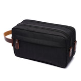 Canvas Cosmetic Bag with Leather Handle Travel Toiletry Organizer