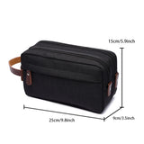Canvas Cosmetic Bag with Leather Handle Travel Toiletry Organizer